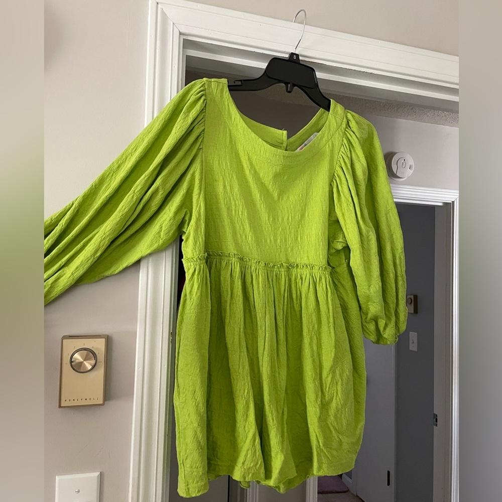 Free people beach green romper long sleeve